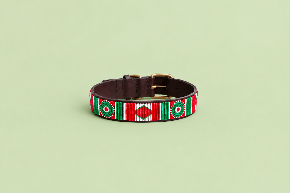 Beaded Collar | Red, White & Green