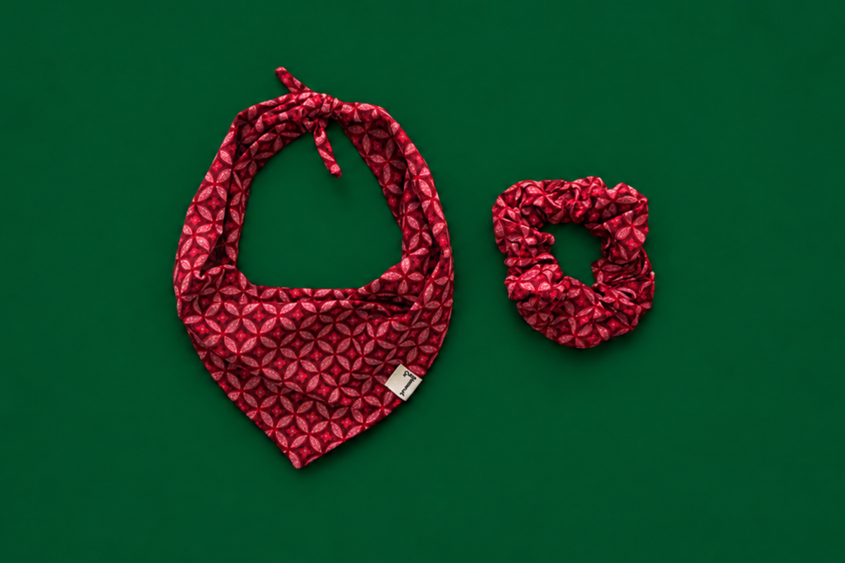 Bandana & Scrunchie in Festive Red