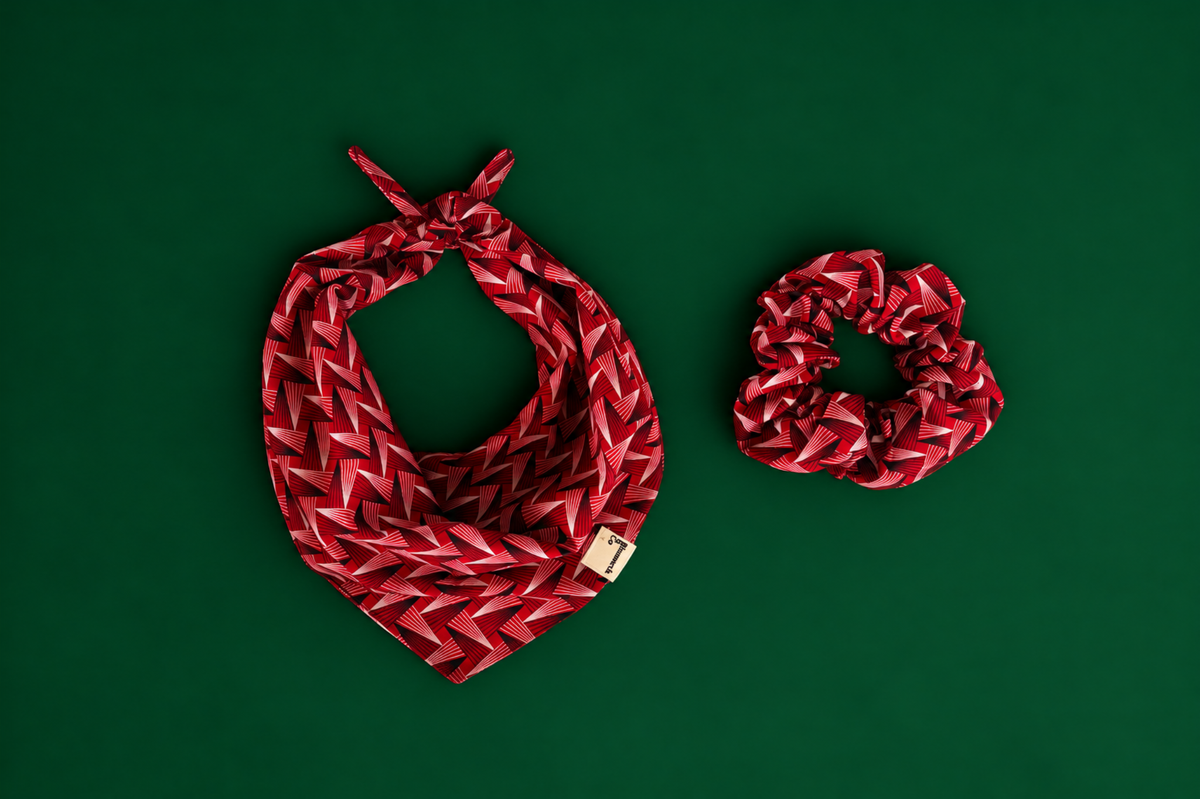 Bandana & Scrunchie in Red Pine