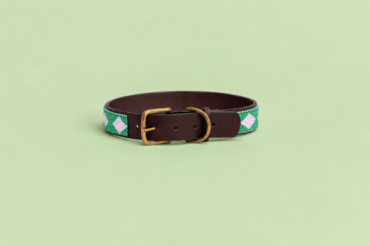 Beaded Collar | Green & White