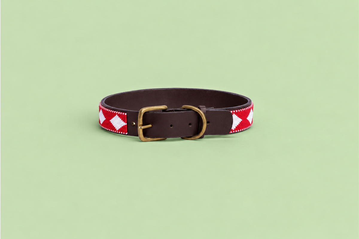 Beaded Collar | Red & White