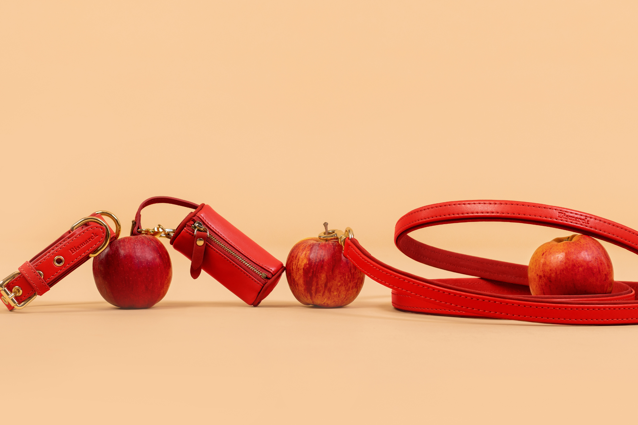 Apple Leather Walking Set in Festive Red