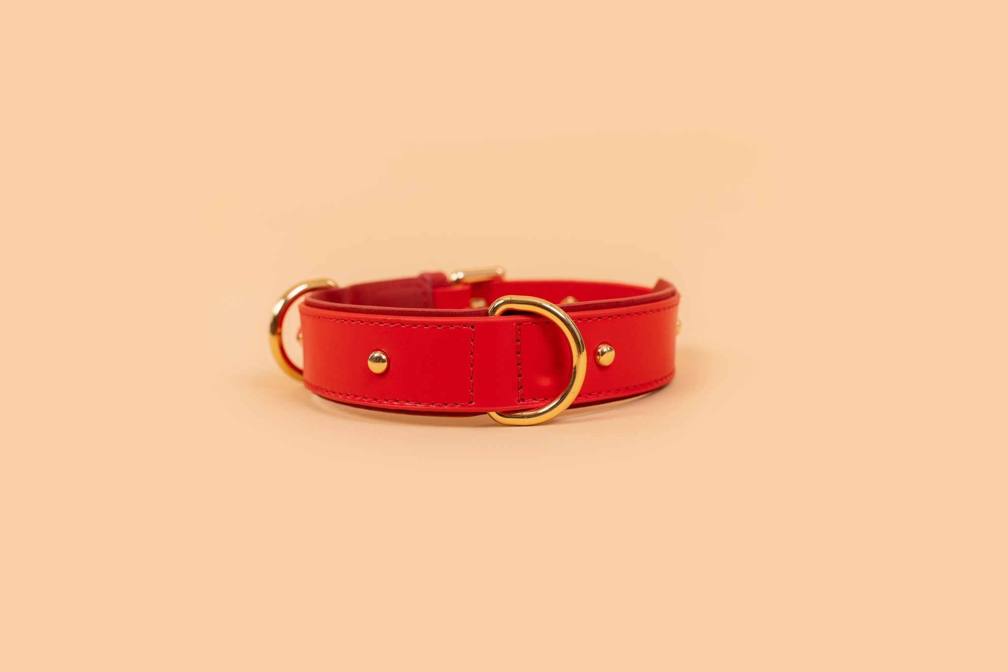 Apple Leather Collar in Festive Red